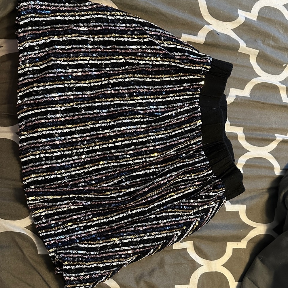 Art Class Sparkling Black and Silver Mini Skirt